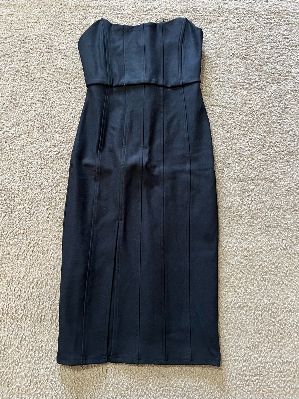 Fashion Nova Black Strapless Midi Bodycon Dress